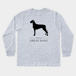 Great Dane Black Silhouette Kids Long Sleeve T-Shirt